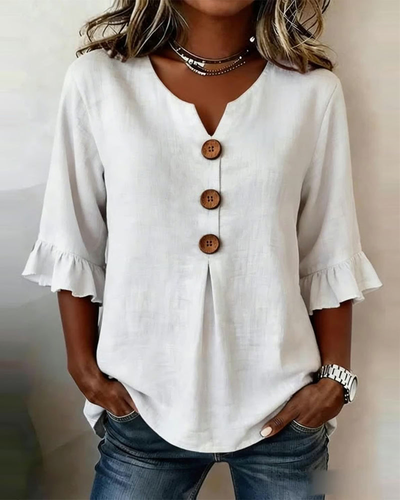 Sofía | Blusa elegante de algodón y lino