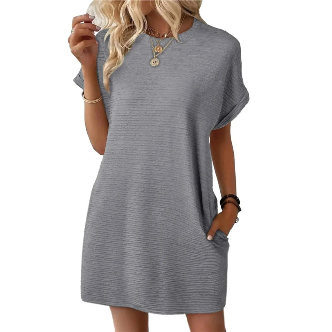 EVASHA™ | Vestido Casual Minimalista de Verano con Cuello Redondo