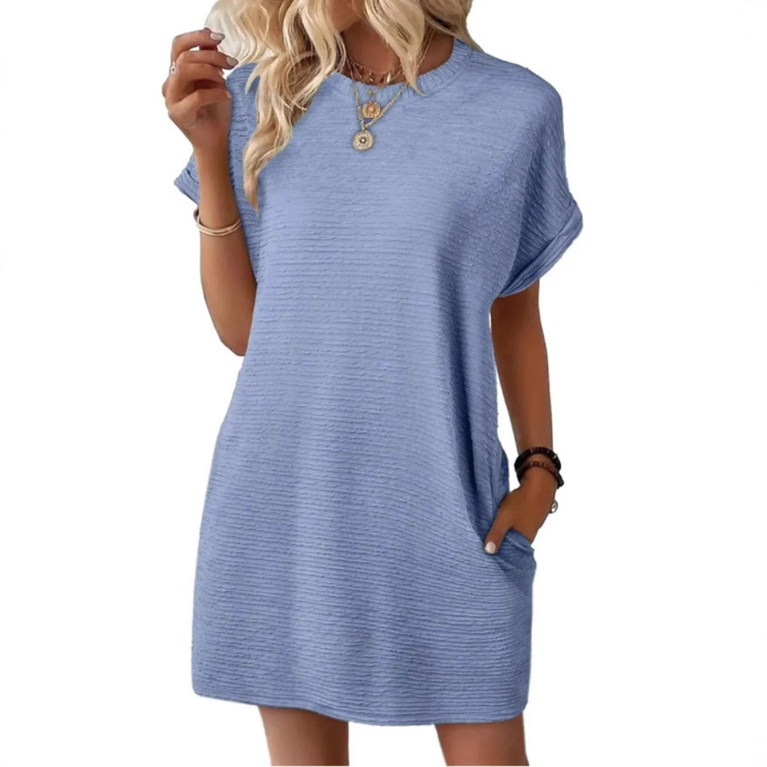 EVASHA™ | Vestido Casual Minimalista de Verano con Cuello Redondo