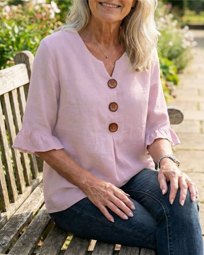 Sofía | Blusa elegante de algodón y lino