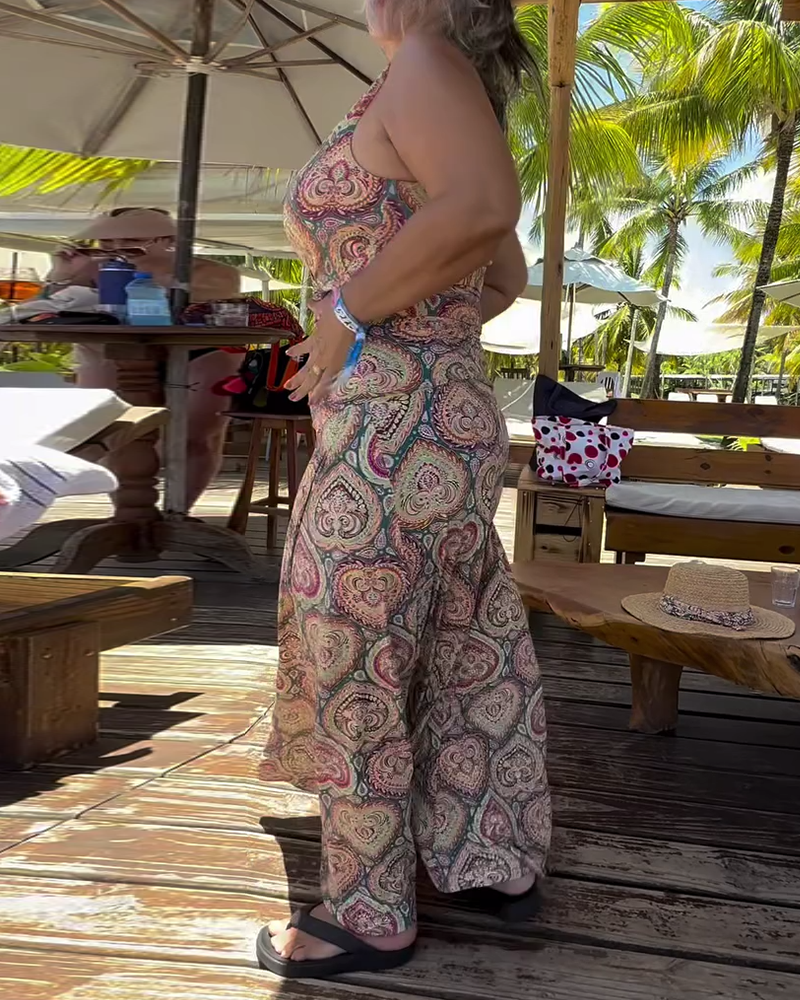 Maillot de Bain Sans Bretelles Cœur Imprimé Vacances
