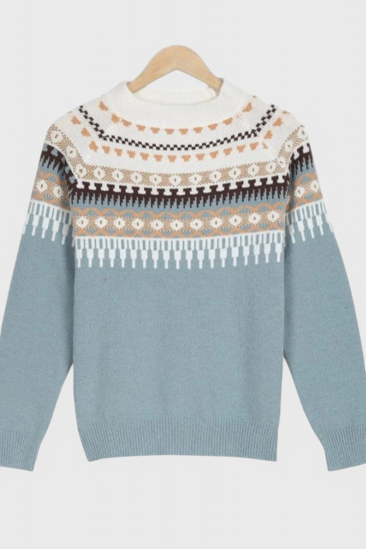 Gemma Jersey de Cuello Redondo Texturizado