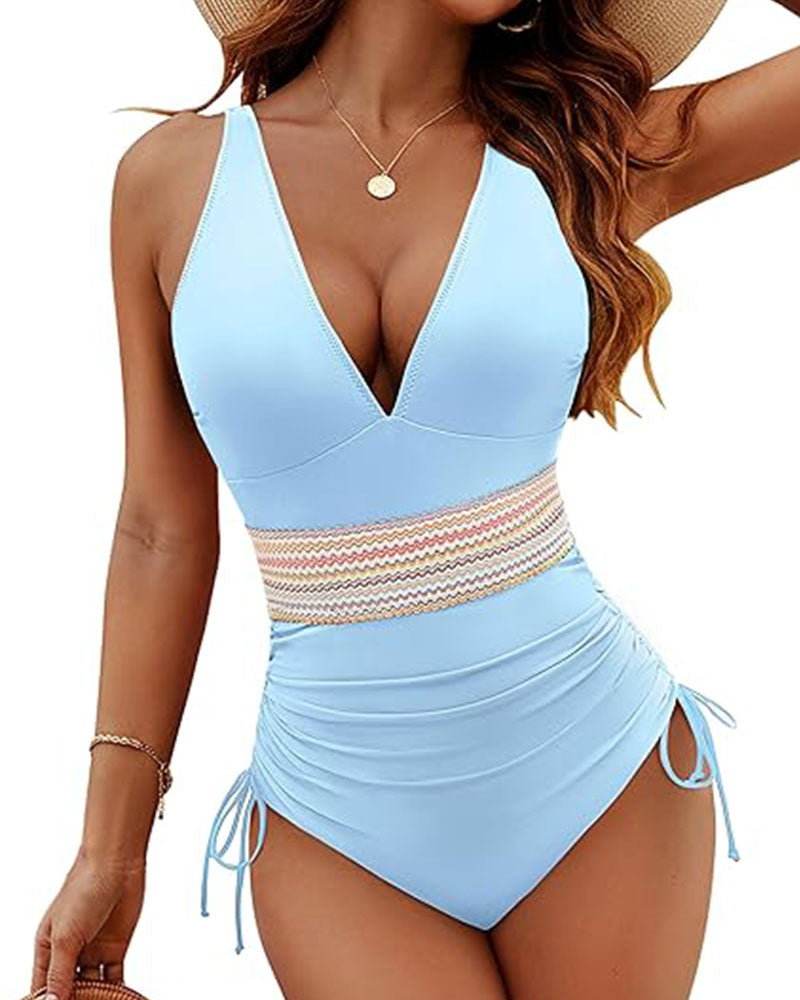 Une Pièce Amincissant Modeste Maillot De Bain Femme Contrôle Du Ventre Cordon