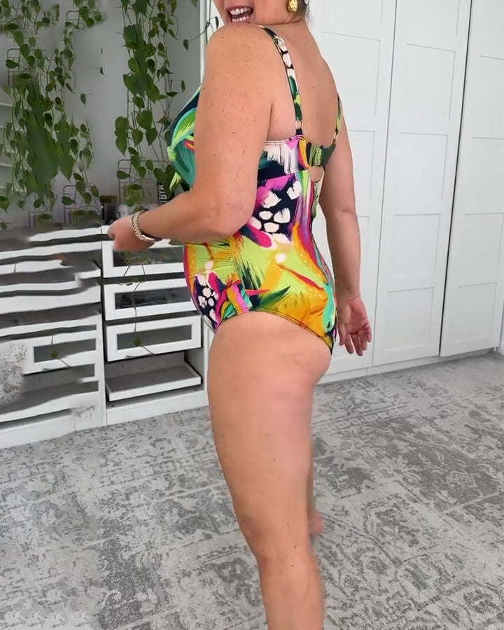 Maillot de Bain Monopièce Imprimé Feuilles