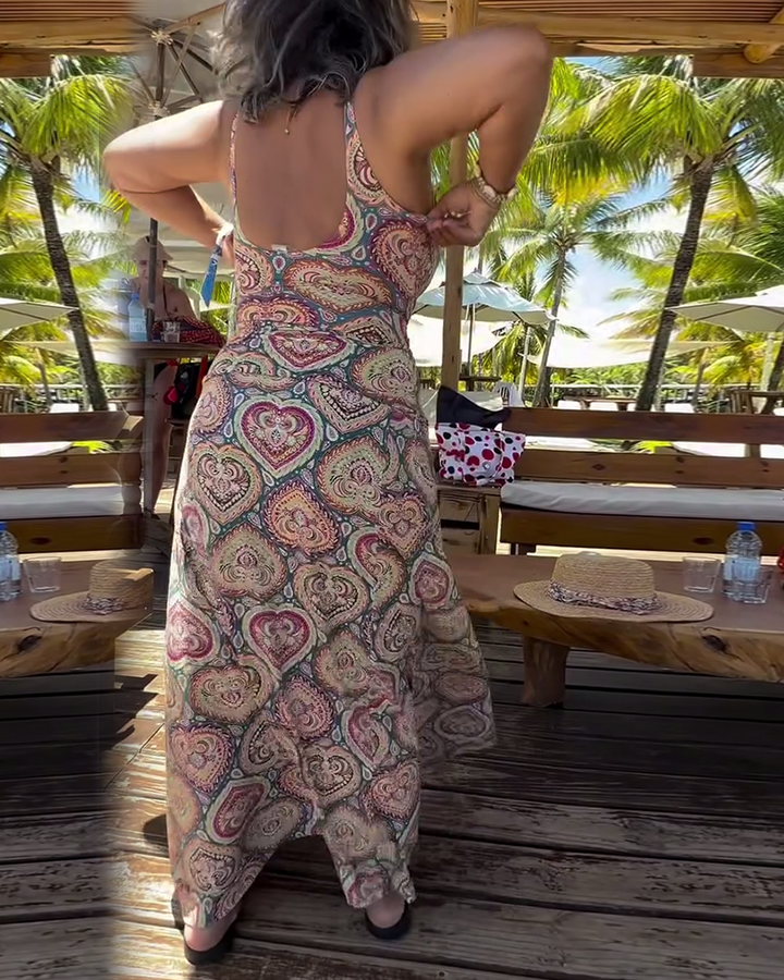 Maillot de Bain Sans Bretelles Cœur Imprimé Vacances