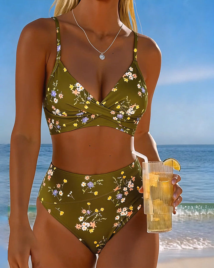 Bikini Sexy Entrecroisé Imprimé Floral