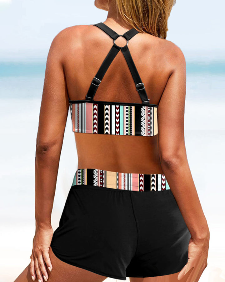 Bikinis taille haute à rayures
