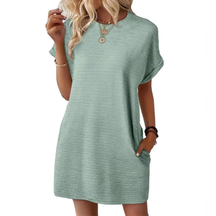 EVASHA™ | Vestido Casual Minimalista de Verano con Cuello Redondo