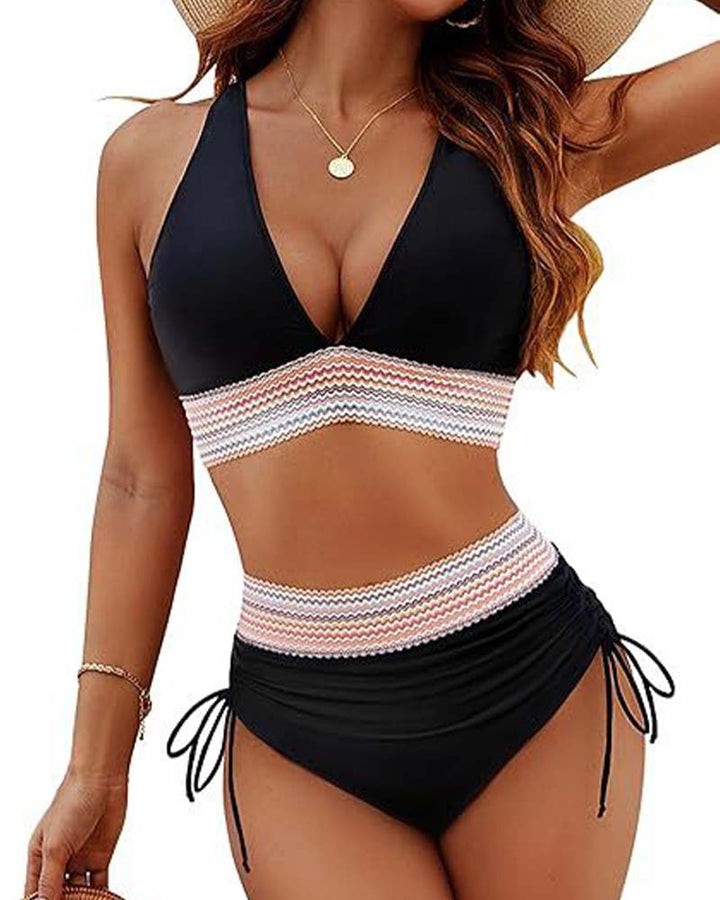Bikini Vacances Col V À Lacets