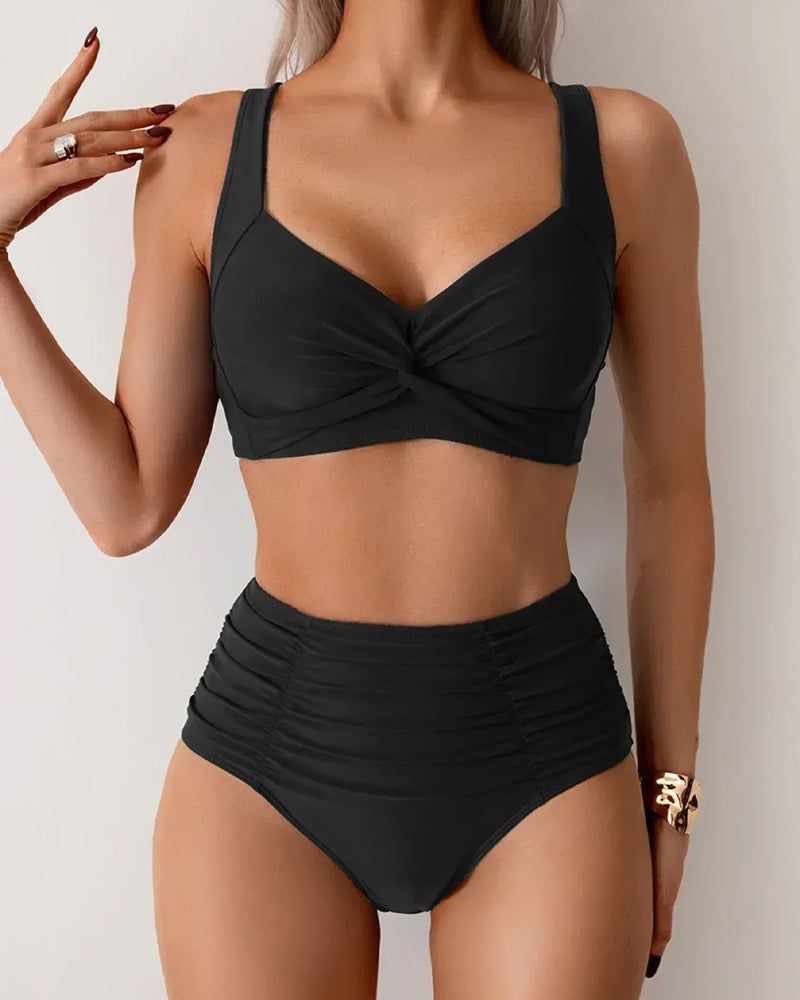 Bikini Unie Nœud Taille Haute Sexy