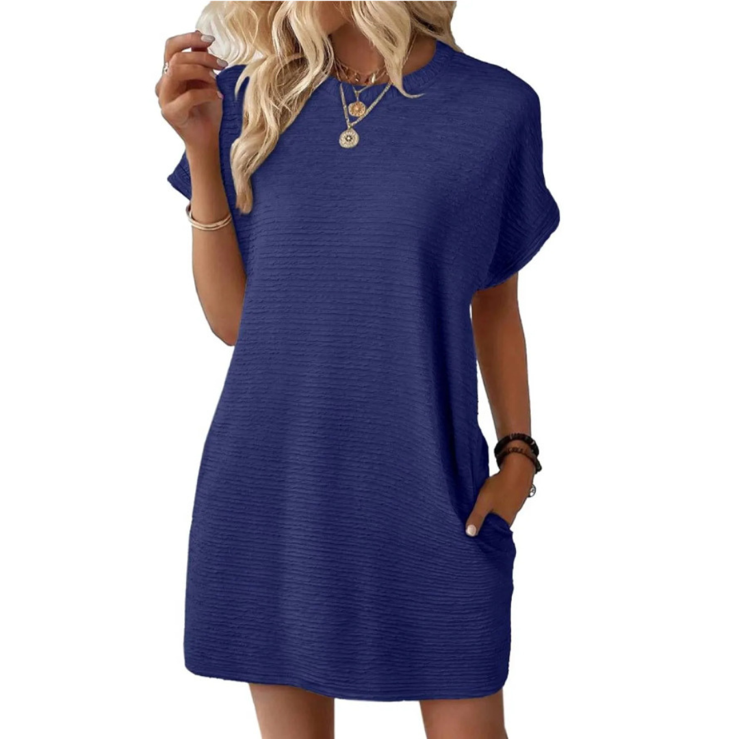 EVASHA™ | Vestido Casual Minimalista de Verano con Cuello Redondo
