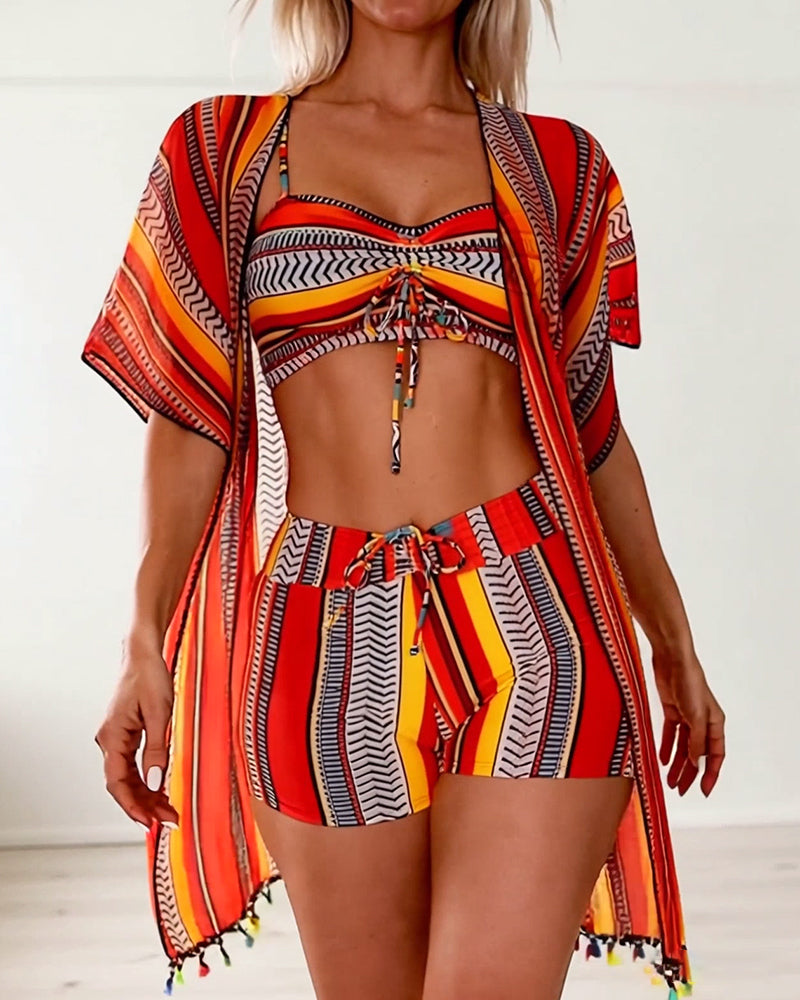 maillot de bain trois pièces bikini imprimé vacances