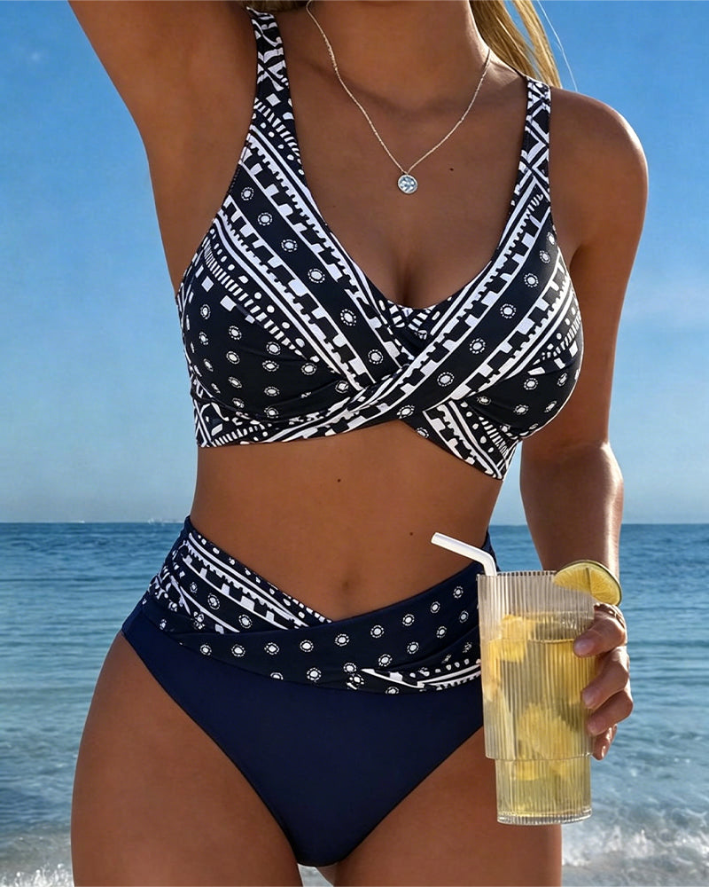Bikini Imprimé Géométrique Irrégulier Mode