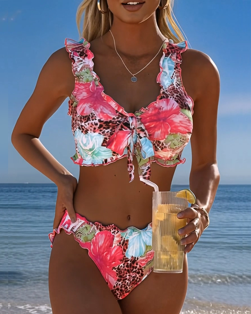 Bikinis Floral Léopard Patchwork