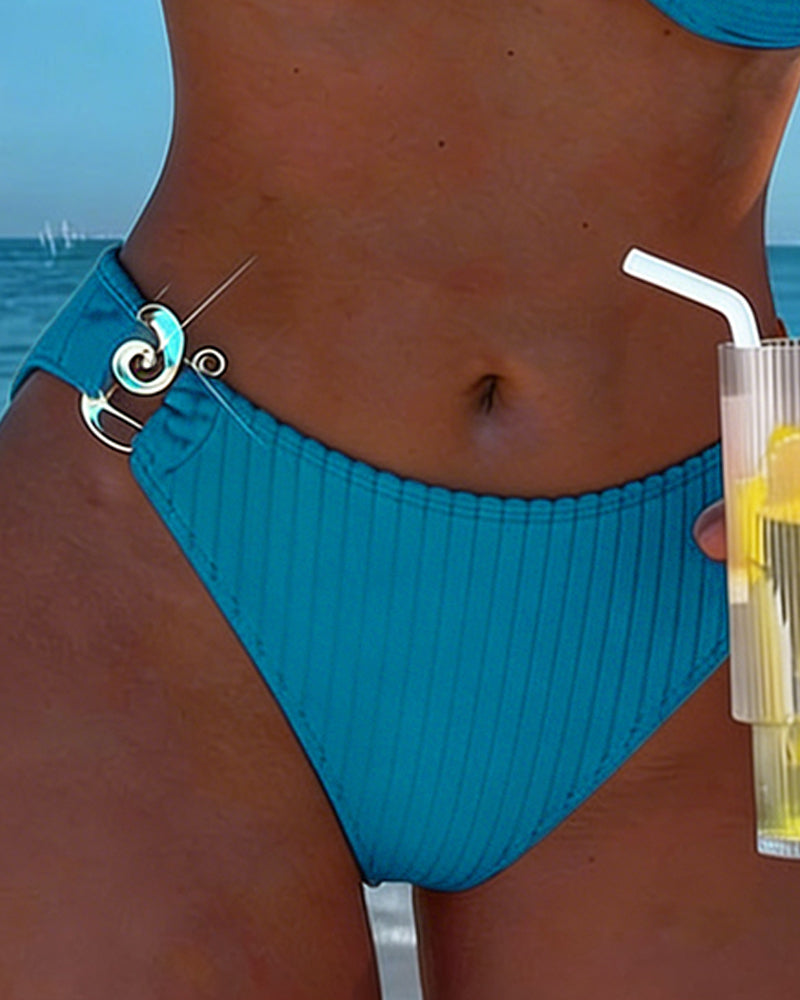 Bikini Motif Vertical Boucle Métallique Fendu