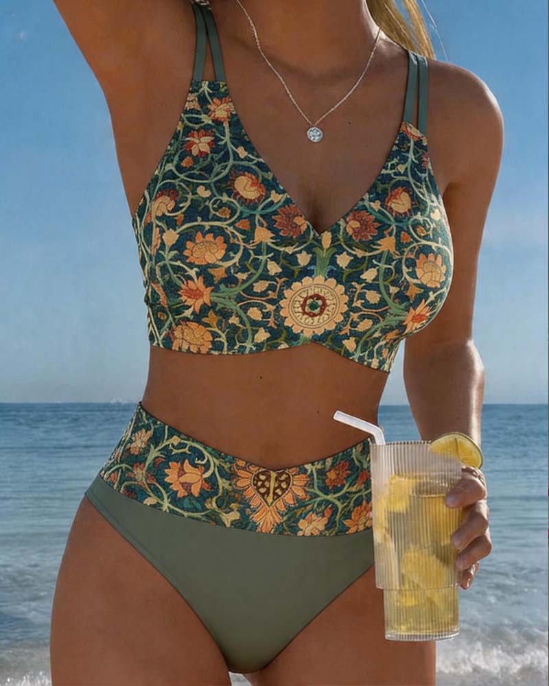 Bikini Vintage Imprimé Floral Sexy