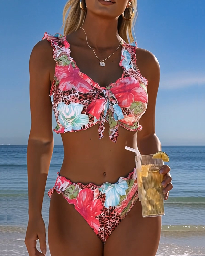 Bikinis Floral Léopard Patchwork