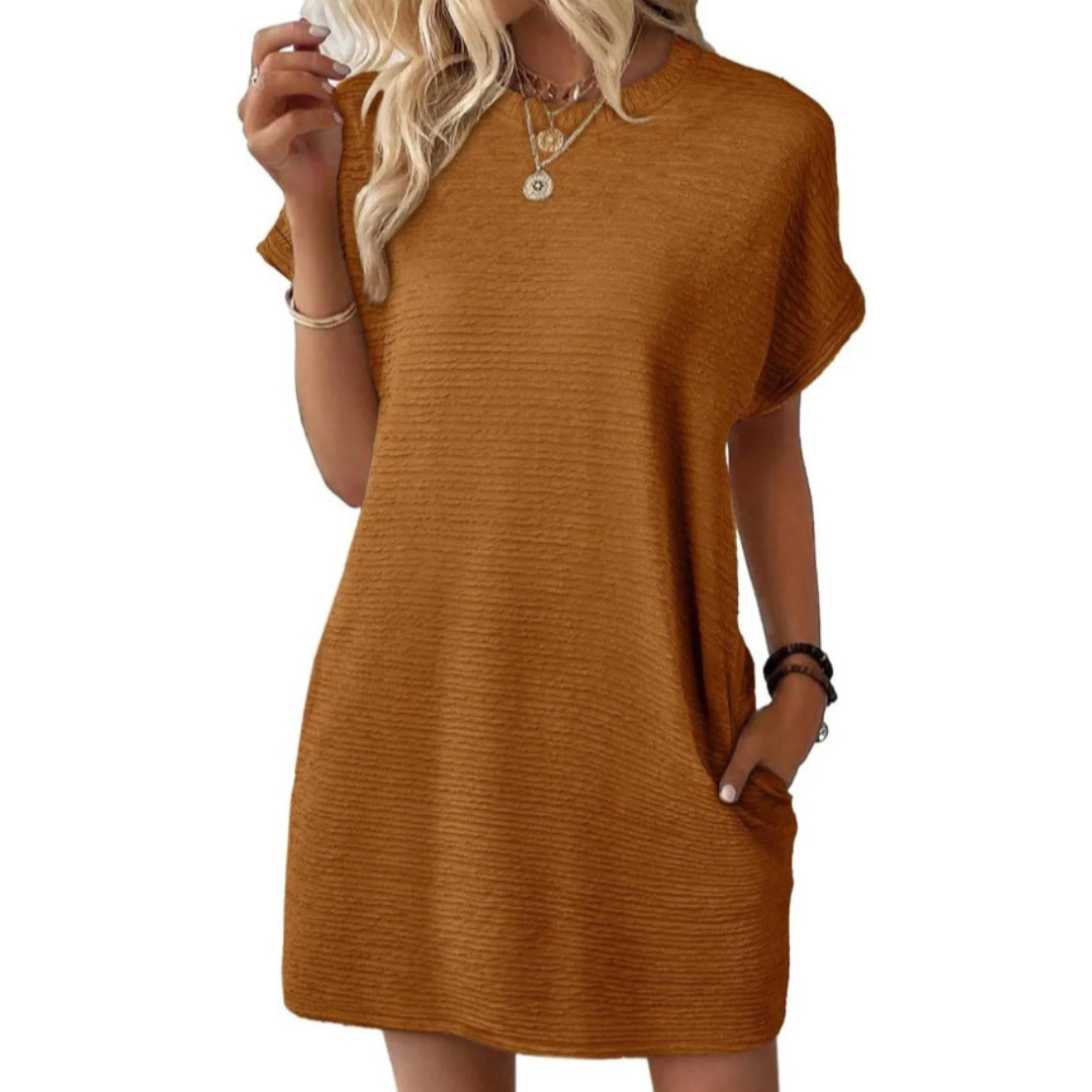 EVASHA™ | Vestido Casual Minimalista de Verano con Cuello Redondo