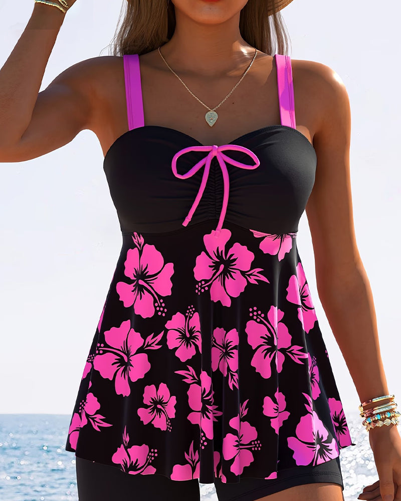 Tankini Vacances Imprimé À Nœud