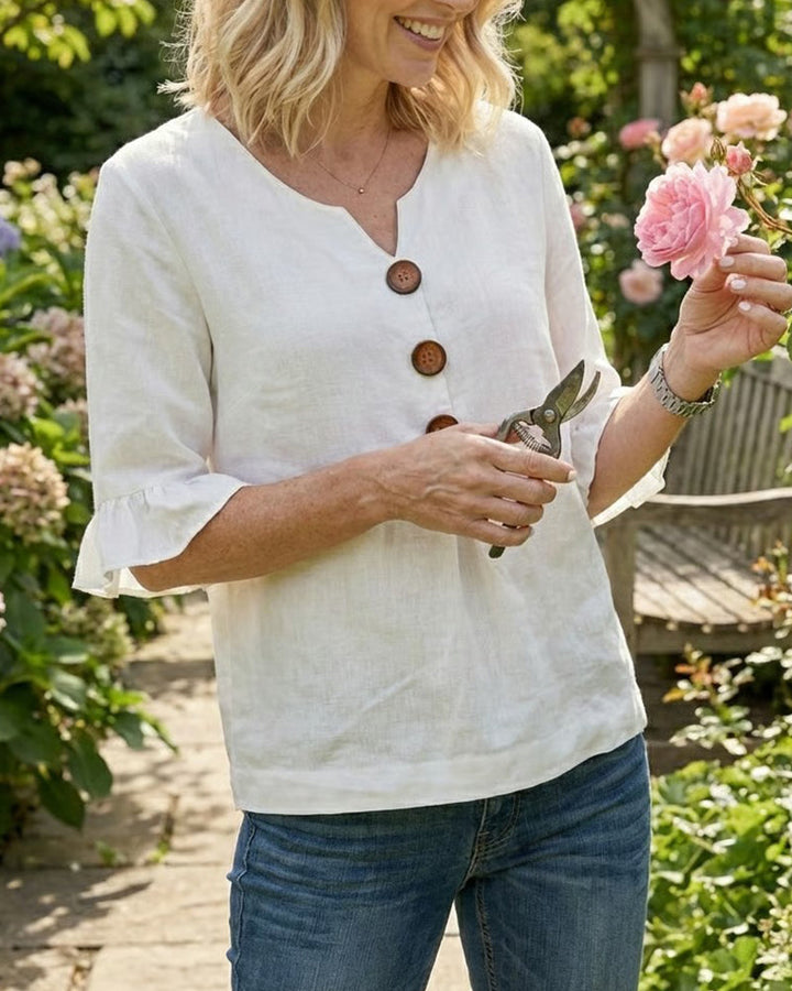 Sofía | Blusa elegante de algodón y lino
