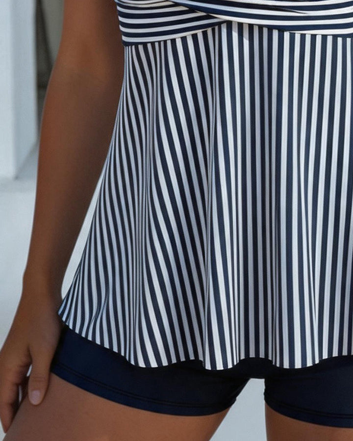 Tankini Rayé Camisole Deux Pièces