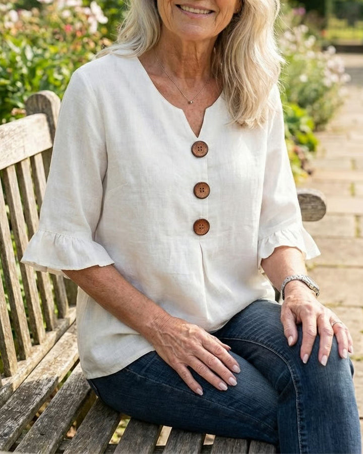 Sofía | Blusa elegante de algodón y lino