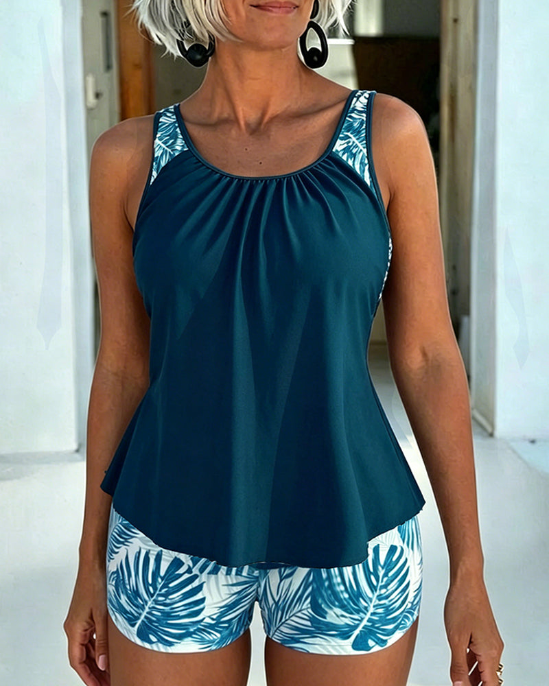 Tankini Décontractée Imprimé Deux Pièces