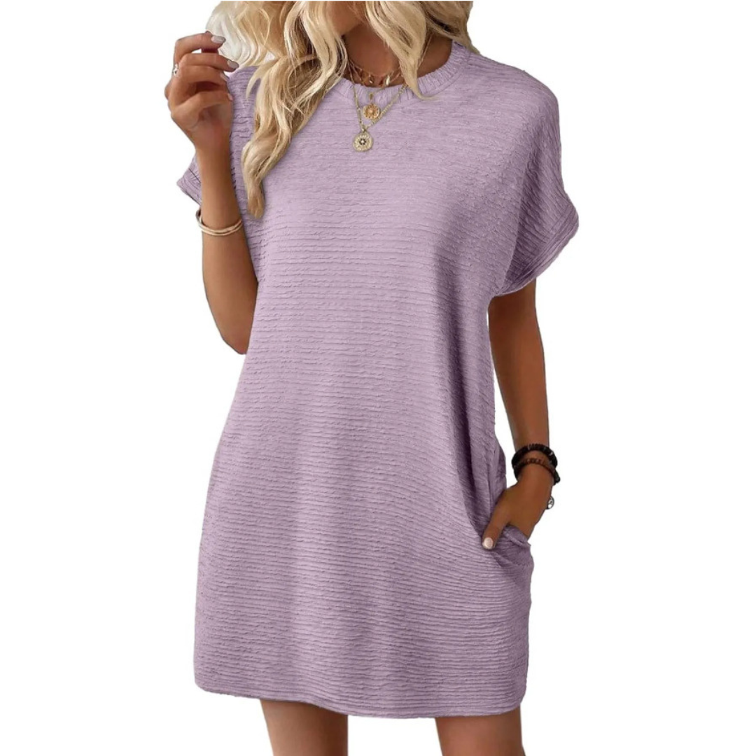 EVASHA™ | Vestido Casual Minimalista de Verano con Cuello Redondo