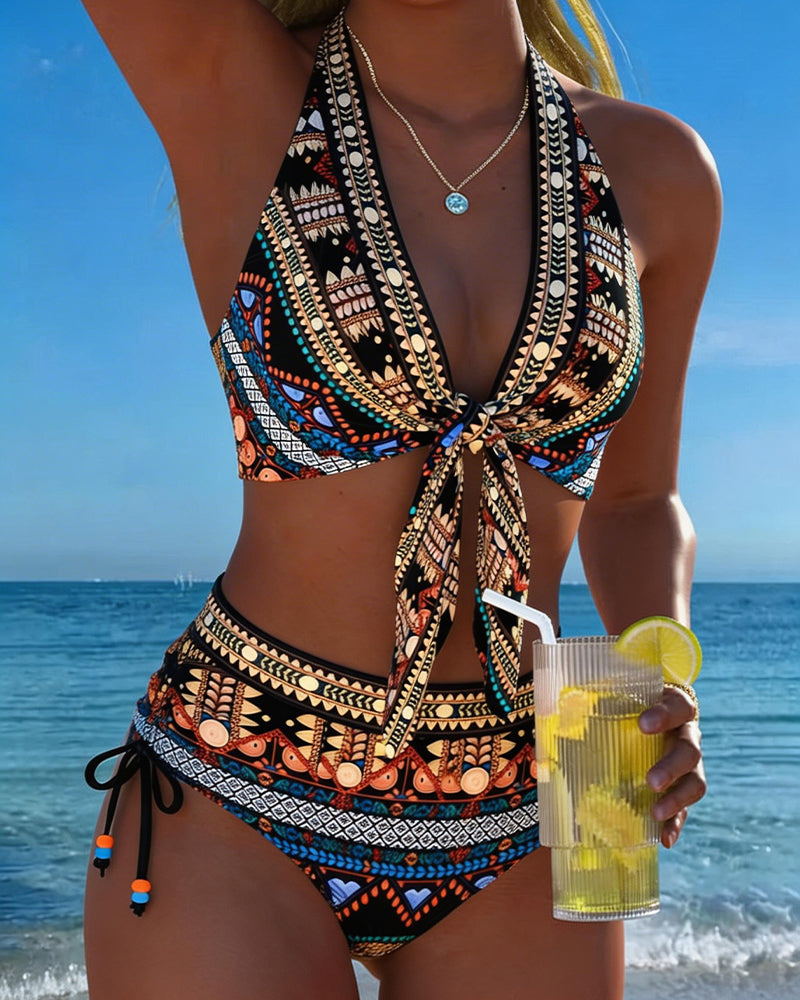 Bikini Bohème Géométrique Halter