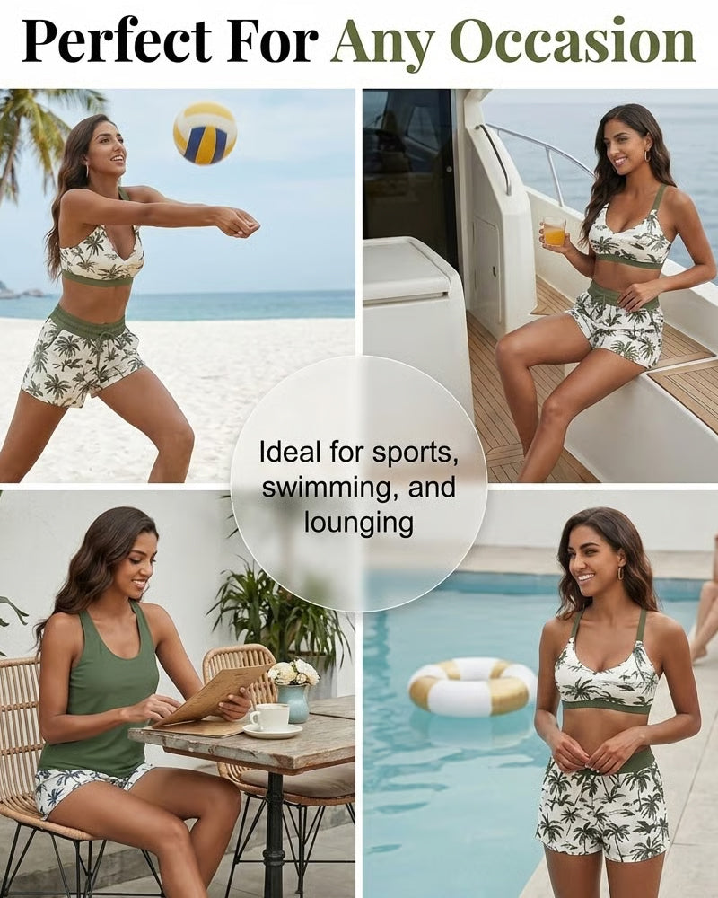 Couverture Et Bikini Crisscross Haut Sans Manches + Cordon Imprimé Pantalon Pour