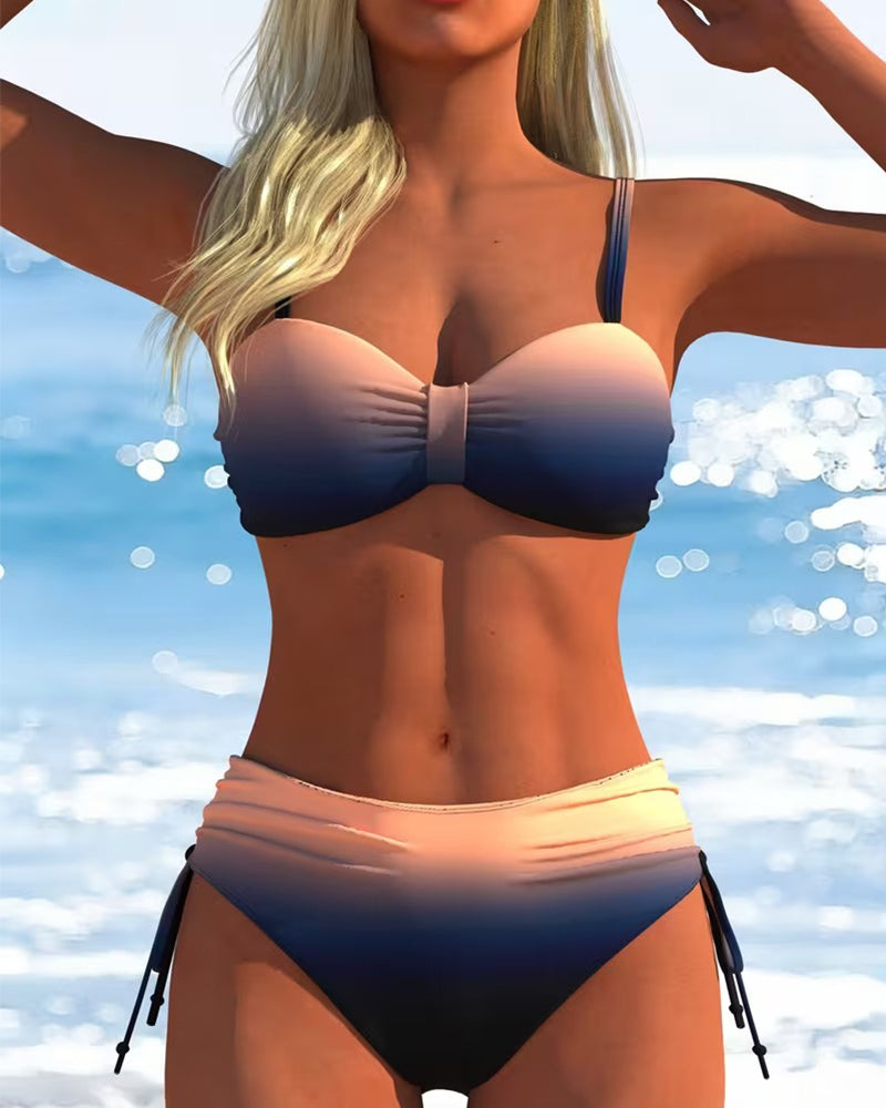 Bikini Motif Dégradé Cordon De Serrage Mode