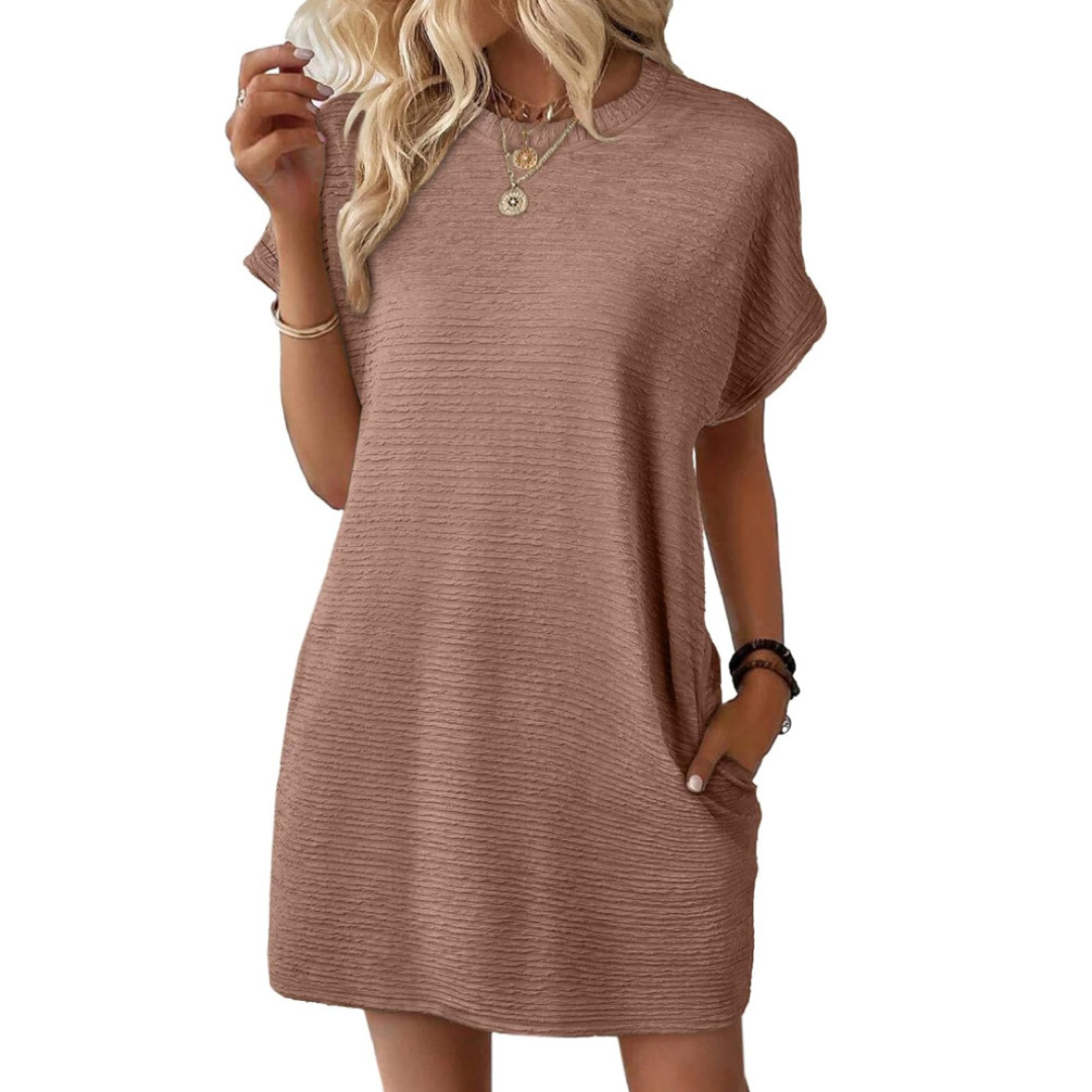 EVASHA™ | Vestido Casual Minimalista de Verano con Cuello Redondo