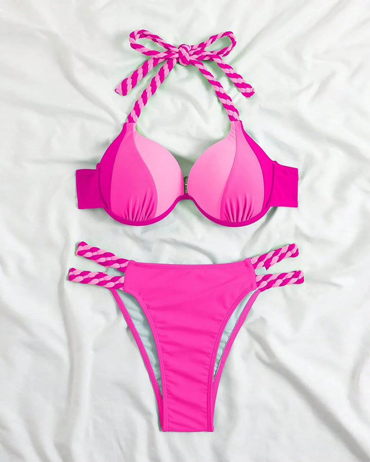 Ensemble bikini dos nu bloc de couleur