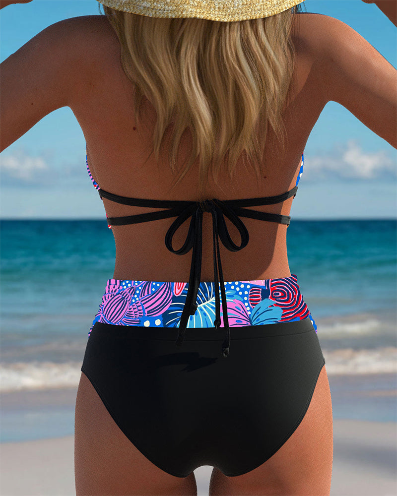 Bikini Sexy Dos Nu Soutien-Gorge Imprimé