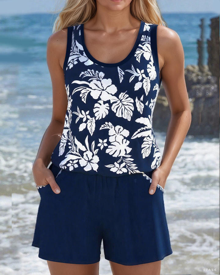 Maillot de Bain Deux Pièces Style Décontracté de Vacances