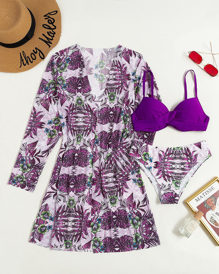 Bikini trois pièces fendu