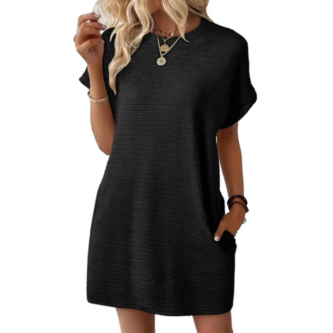 EVASHA™ | Vestido Casual Minimalista de Verano con Cuello Redondo