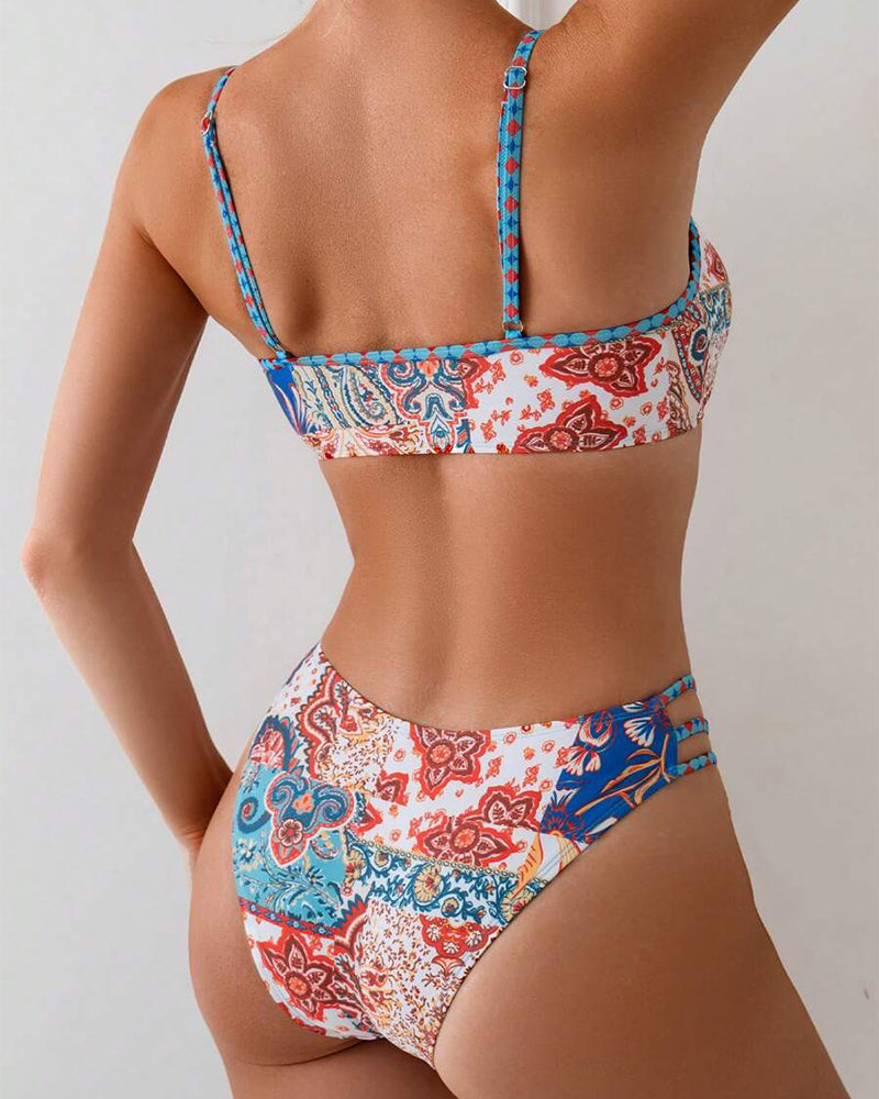 Bikini Imprimé Lacet Sexy Triangle