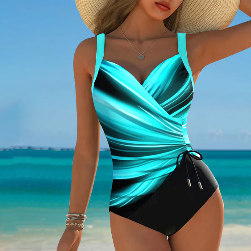 Maillot de Bain Monopièce Cordelette de Couleur Contrastée