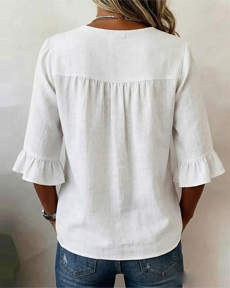 Sofía | Blusa elegante de algodón y lino