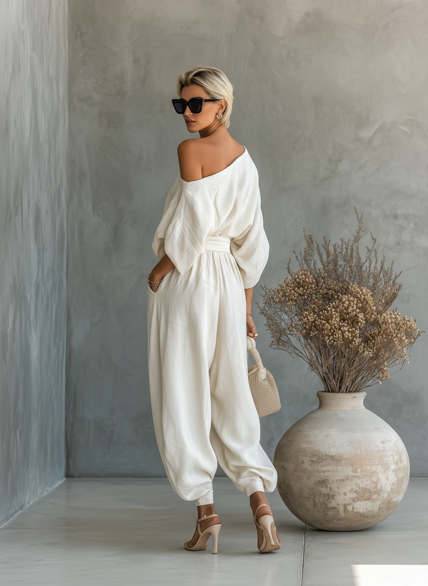 Lisa | Top de hombros descubiertos y pantalones tapered