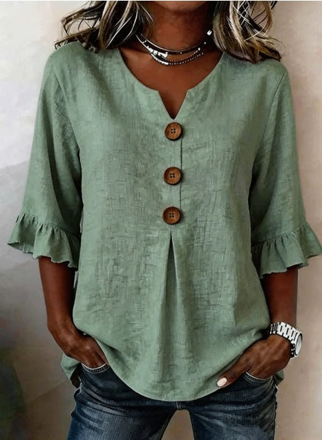 Sofía | Blusa elegante de algodón y lino