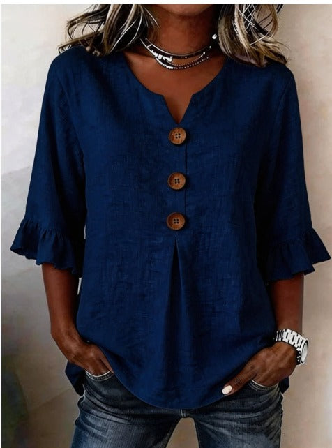 Sofía | Blusa elegante de algodón y lino