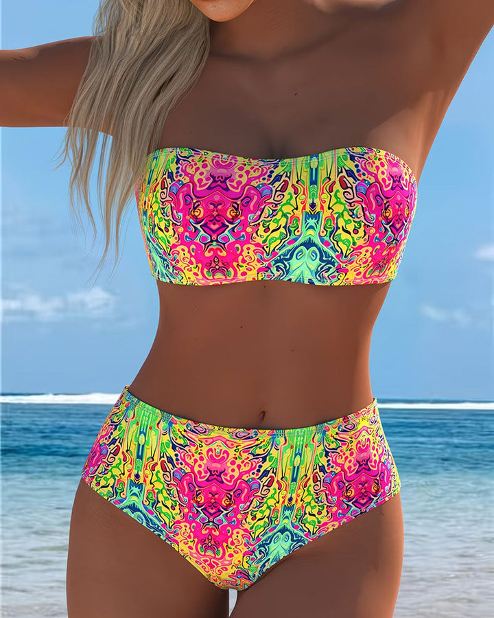 Bikini Sans Bretelles Couleur Imprimé