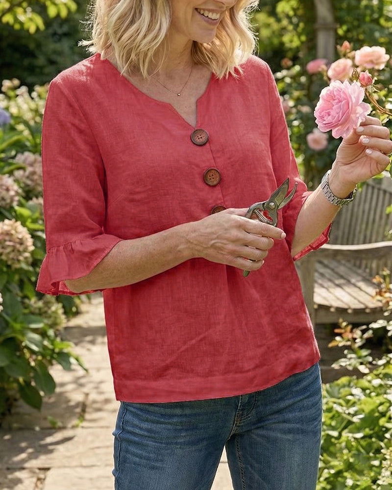 Sofía | Blusa elegante de algodón y lino