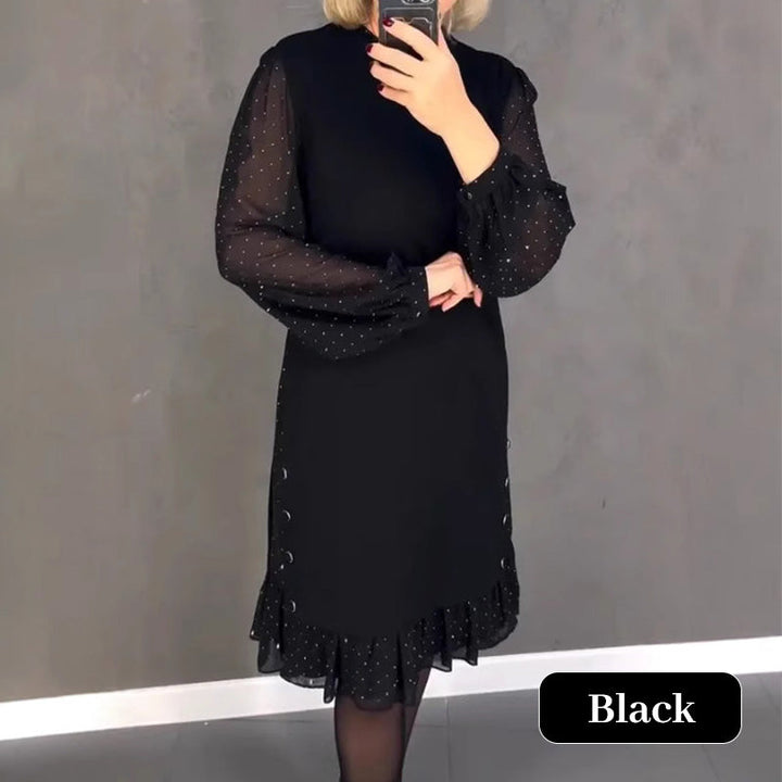 Estela | Vestido Elegante con Cristales y Escote Redondo