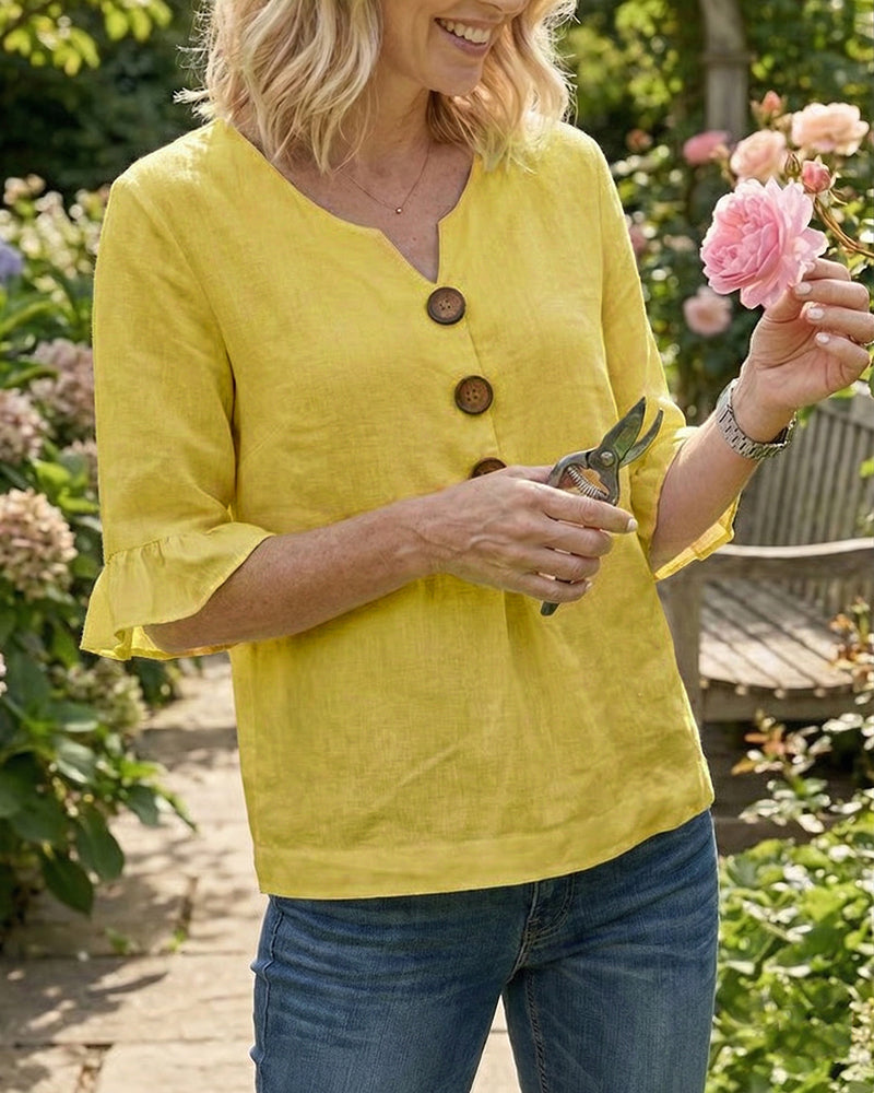 Sofía | Blusa elegante de algodón y lino