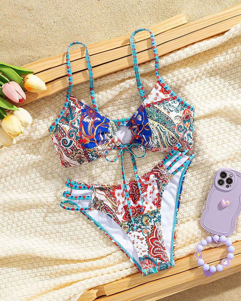 Bikini Imprimé Lacet Sexy Triangle