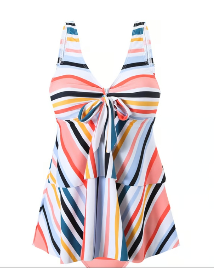 Maillot De Bain Lacé Rayé Triangle Deux-Pièces