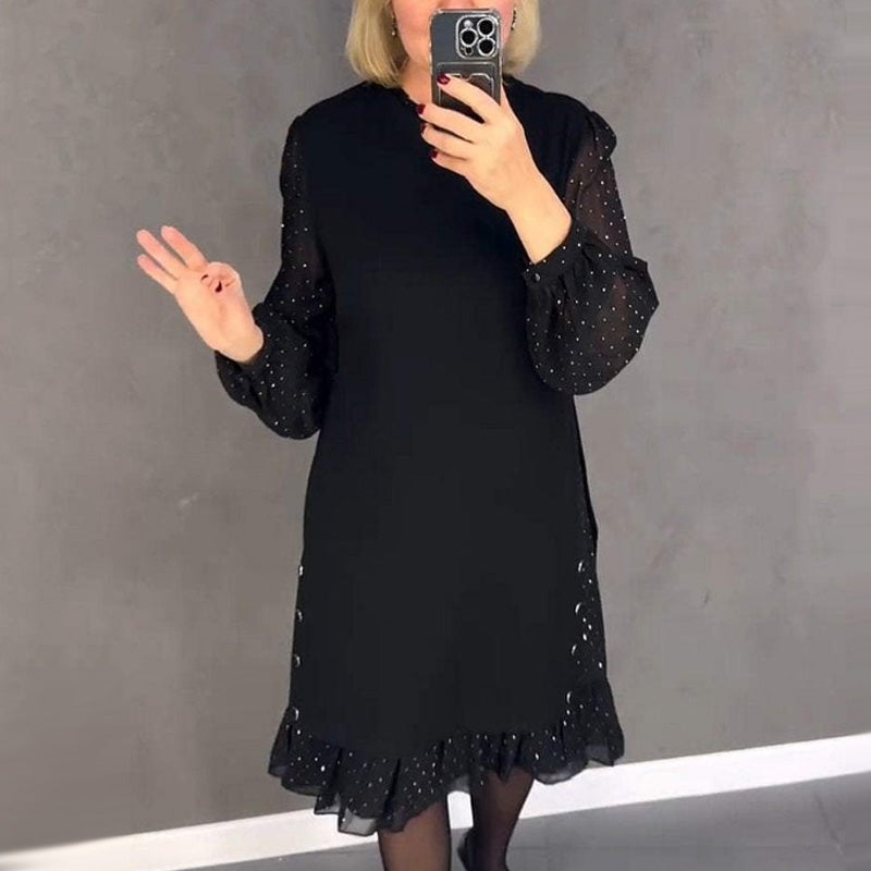 Estela | Vestido Elegante con Cristales y Escote Redondo